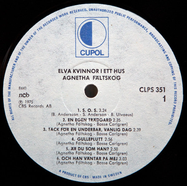 Agnetha Fältskog : Elva Kvinnor I Ett Hus (LP,Album)