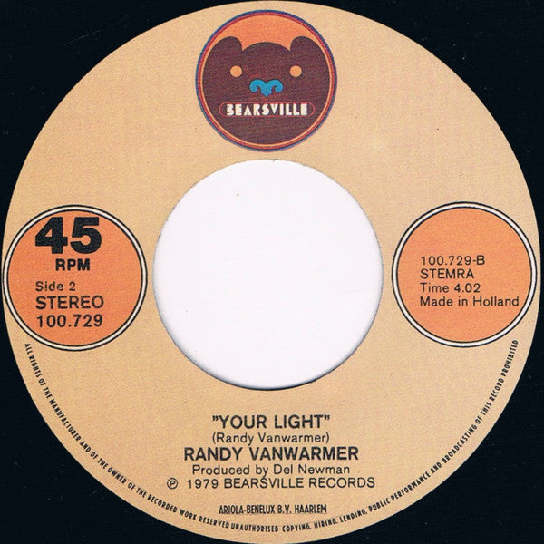 Randy Vanwarmer : Just When I Needed You Most (7",Single,45 RPM)