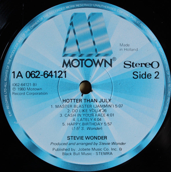 Stevie Wonder : Hotter Than July (LP,Album)