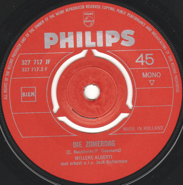 Willeke Alberti : Mijn Dagboek / Die Zomerdag (7",45 RPM,Single,Mono)