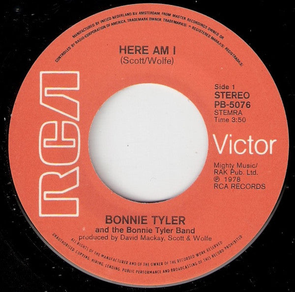 Bonnie Tyler : Here Am I (7",45 RPM,Single)