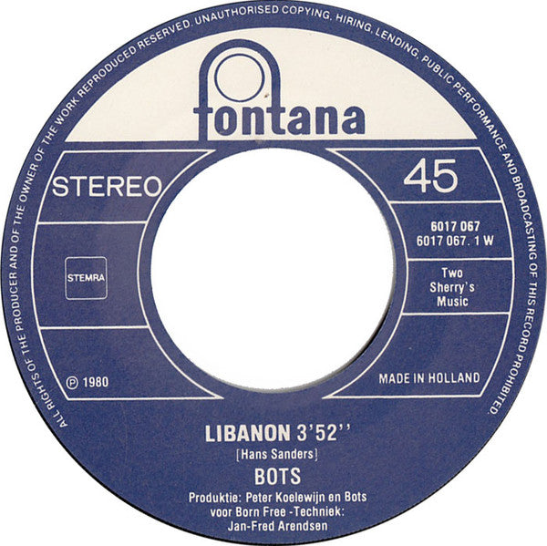 Bots : Libanon (7",45 RPM,Single)