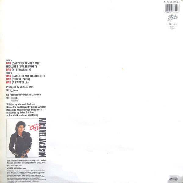 Michael Jackson : Bad (12",33 ⅓ RPM,Maxi-Single)