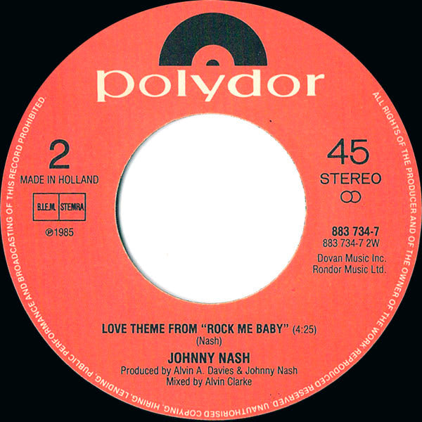 Johnny Nash : Rock Me Baby (7",45 RPM,Single,Stereo)