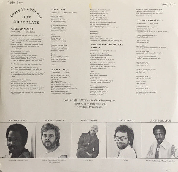 Hot Chocolate : Every 1's A Winner (LP,Album)