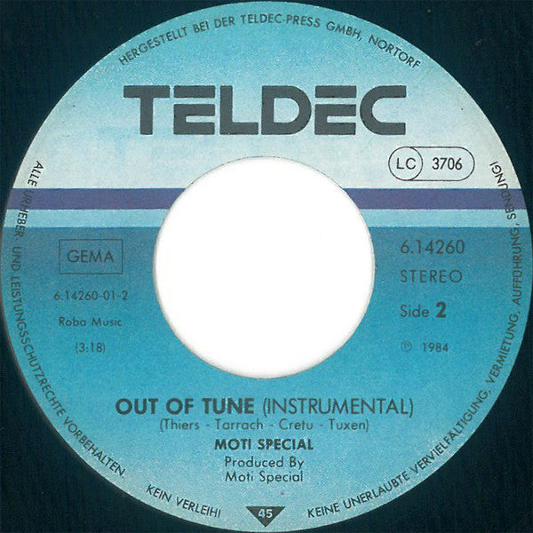 Moti Special : Cold Days Hot Nights / Out Of Tune (7",45 RPM,Single,Stereo)