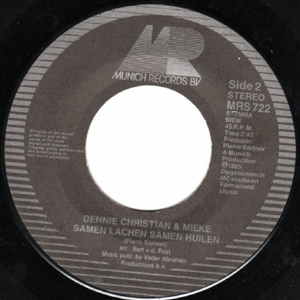 Dennie Christian & Mieke : Zaterdagavond (7",45 RPM,Single,Stereo)