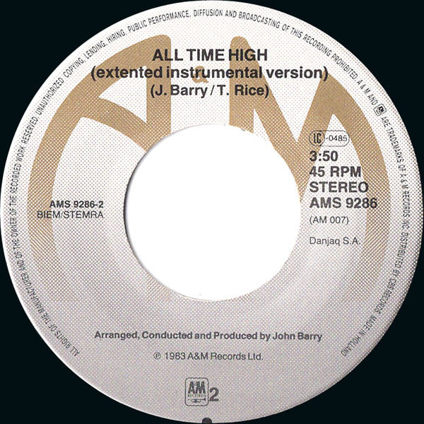 Rita Coolidge : All Time High (The Theme Song From Octopussy) (7",45 RPM,Single,Stereo)