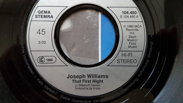 Joseph Williams : That First Night (7",45 RPM)