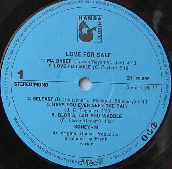 Boney M. : Love For Sale (LP,Album)
