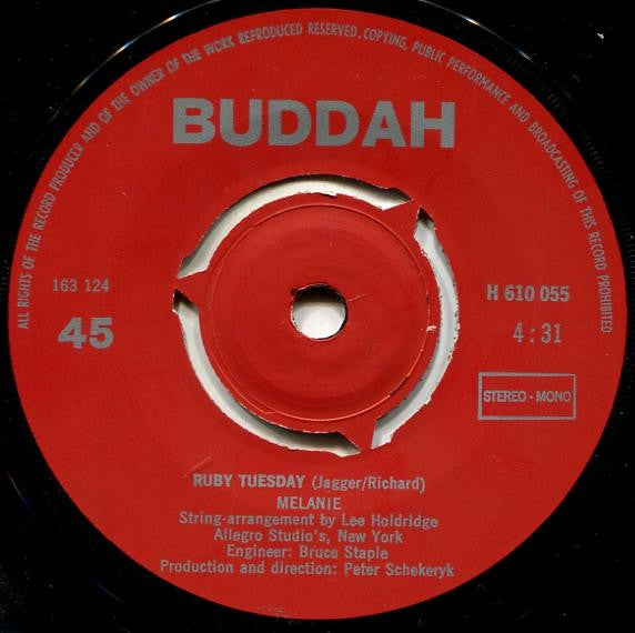 Melanie (2) : Look What They Done To My Song / Ruby Tuesday (7",Single,45 RPM)