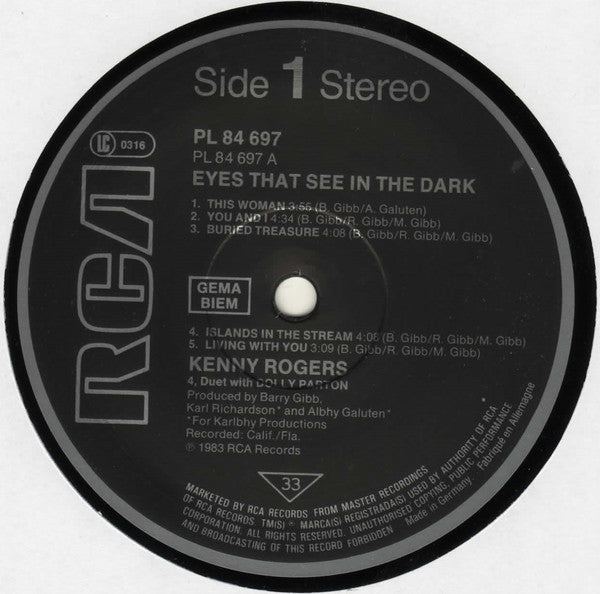 Kenny Rogers : Eyes That See In The Dark (LP,Album,Stereo)