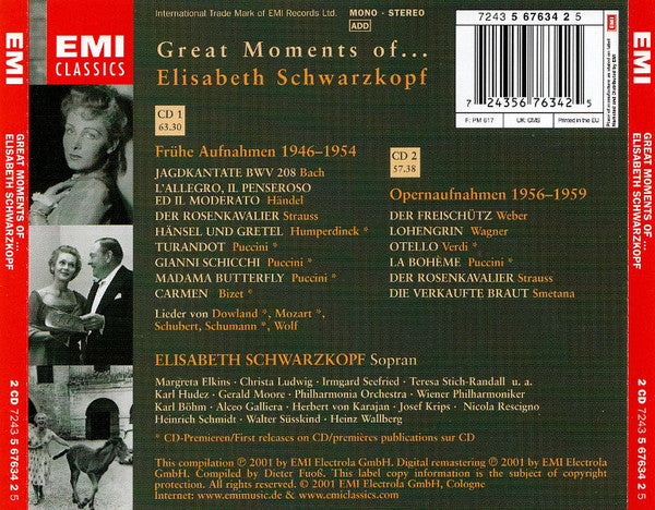 Elisabeth Schwarzkopf : Great Moments Of ... Elisabeth Schwarzkopf (Compilation,Stereo,Mono)