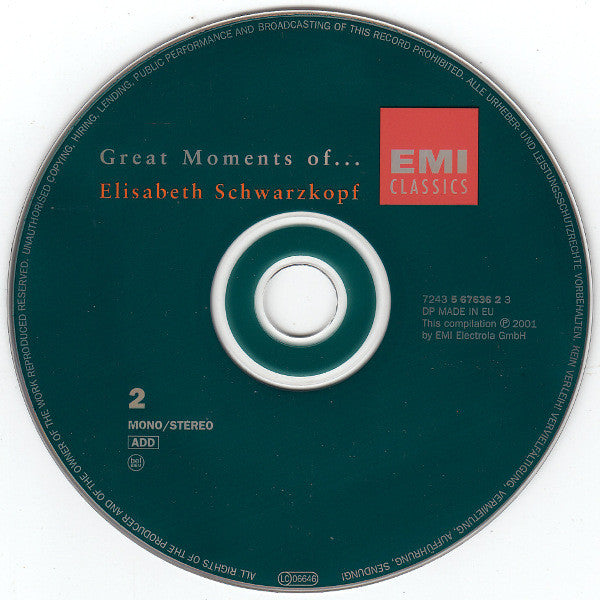 Elisabeth Schwarzkopf : Great Moments Of ... Elisabeth Schwarzkopf (Compilation,Stereo,Mono)