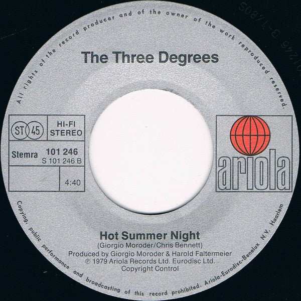 Three Degrees, The : My Simple Heart / Hot Summer Night (7",45 RPM,Single)