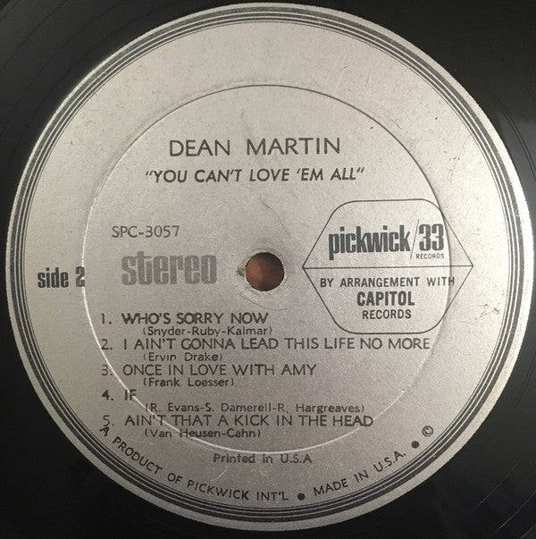 Dean Martin : You Can't Love 'Em All (LP,Compilation,Stereo)