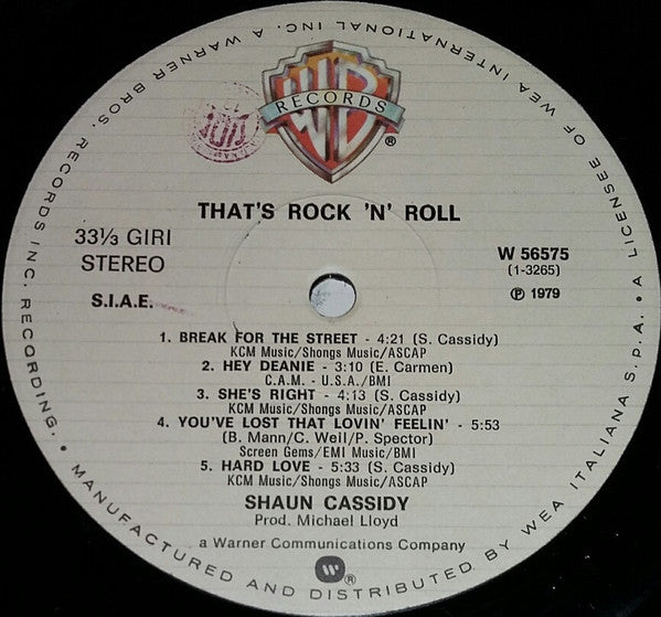 Shaun Cassidy : Live - That's Rock'N Roll (LP, Album, Promo)