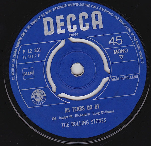Rolling Stones, The : 19th Nervous Breakdown / As Tears Go By (7",45 RPM,Single,Mono)