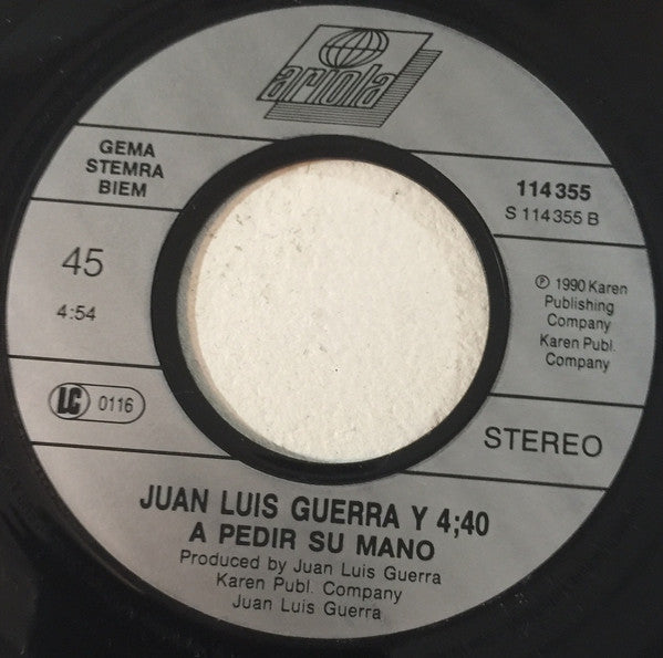 Juan Luis Guerra 4.40 : Burbujas De Amor (7",Single,45 RPM)