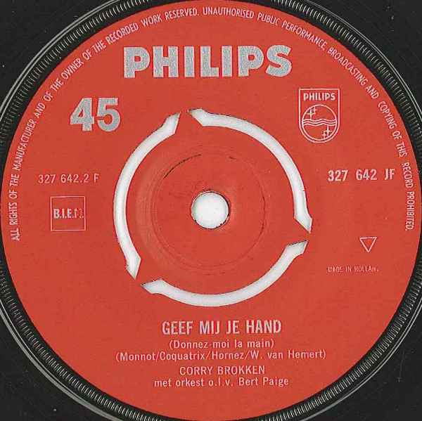 Corry Brokken : La Mamma (Zij Kwamen Overal Vandaan) / Geef Mij Je Hand (7",45 RPM,Single,Mono)
