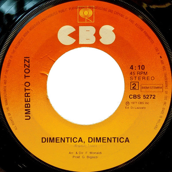 Umberto Tozzi : Ti Amo (7",45 RPM,Single,Stereo)