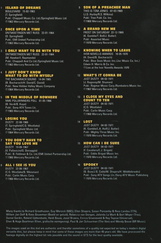 Dusty Springfield : I Close My Eyes And Count To Ten (DVD-Video)