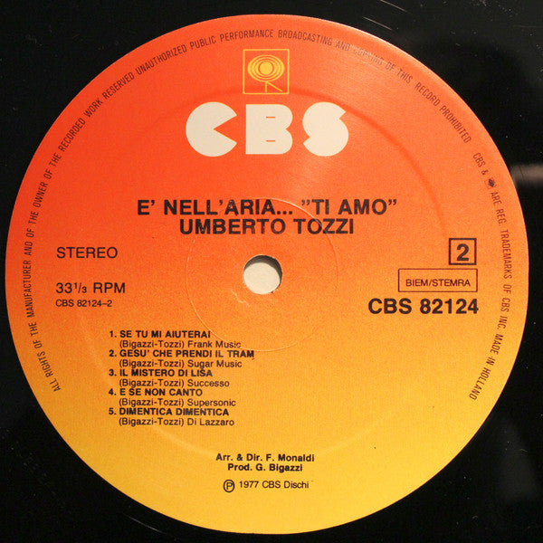 Umberto Tozzi : È Nell'Aria...Ti Amo (LP, Album)