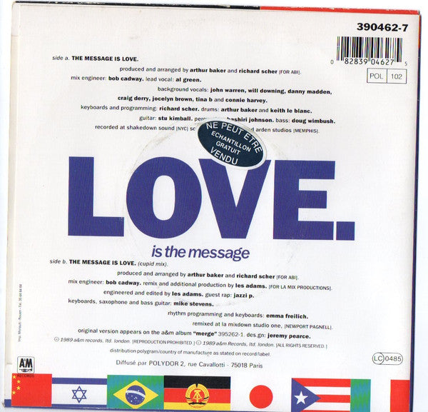 Arthur Baker And The Backbeat Disciples : The Message Is Love (7", Single)