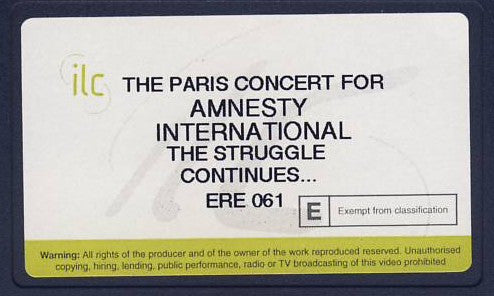 Various : The Paris Concert For Amnesty International The Struggle Continues… (Stereo)