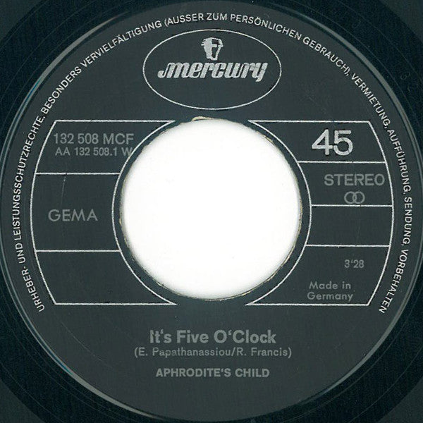 Aphrodite's Child : It's Five O' Clock / Funky Mary (7", Single)
