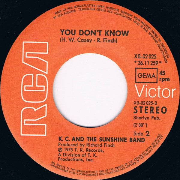 KC & The Sunshine Band : Get Down Tonight (7",45 RPM,Single,Stereo)