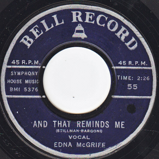 Bruce Adams (2) / Edna McGriff : An Affair To Remember / And That Reminds Me (7",45 RPM,Single)