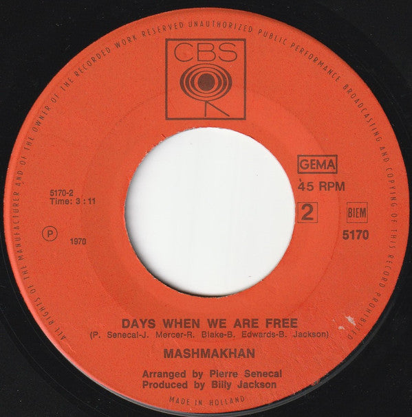 Mashmakhan : As The Years Go By (7",45 RPM,Single)