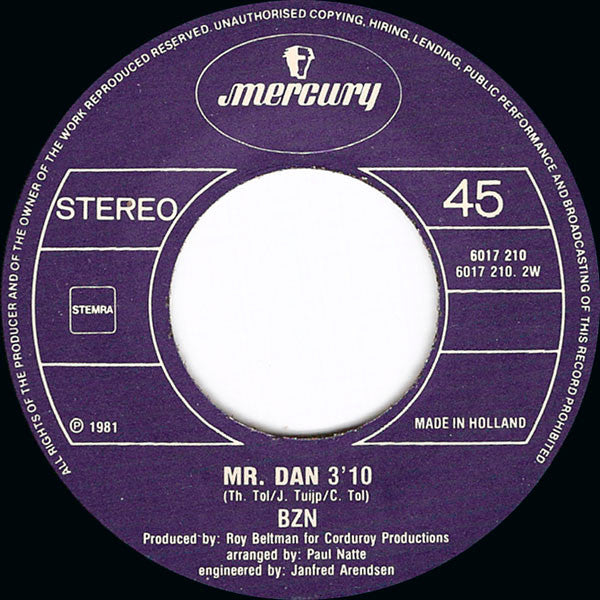 BZN : The Old Calahan "Live" (7",45 RPM,Single,Stereo)