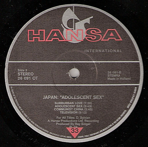 Japan : Adolescent Sex (LP, Album, RP)