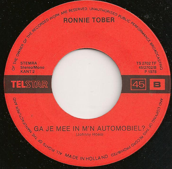 Ronnie Tober : Dat Was 'n Kus (7",Single)
