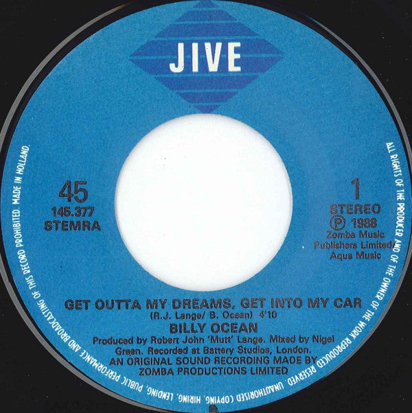Billy Ocean : Get Outta My Dreams, Get Into My Car (7",45 RPM,Single)