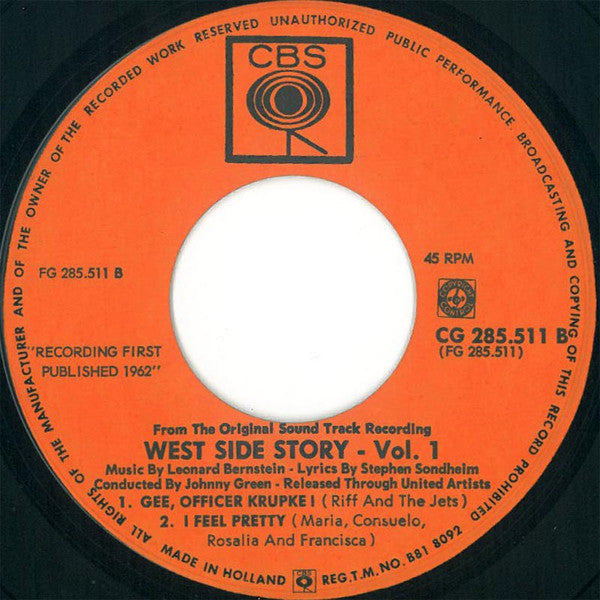 Various : West Side Story Vol. 1 (The Original Sound Track Recording) (7",45 RPM,EP)