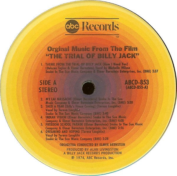 Elmer Bernstein : Original Music From The Film The Trial Of Billy Jack (LP,Album)