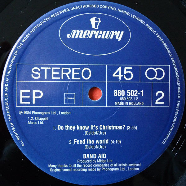 Band Aid : Do They Know It's Christmas? (12",45 RPM,EP,Stereo)