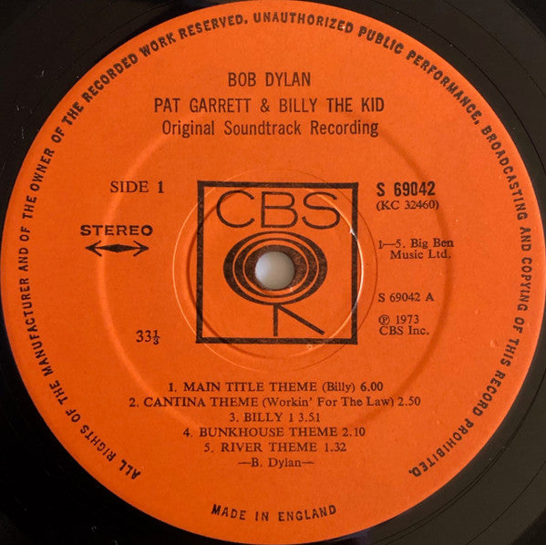 Bob Dylan : Pat Garrett & Billy The Kid (LP,Album)