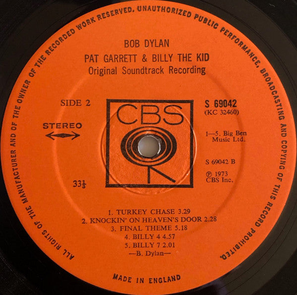 Bob Dylan : Pat Garrett & Billy The Kid (LP,Album)