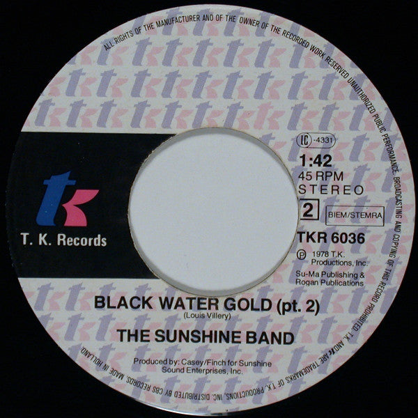 Sunshine Band, The : Black Water Gold (7",45 RPM)