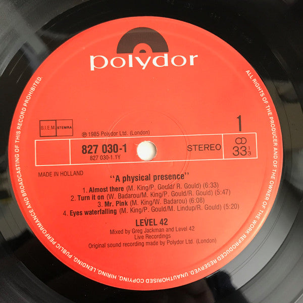 Level 42 : A Physical Presence (LP,Album)