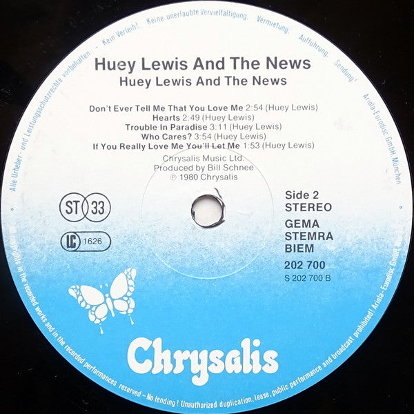 Huey Lewis And The News* : Huey Lewis And The News (LP, Album, RE)