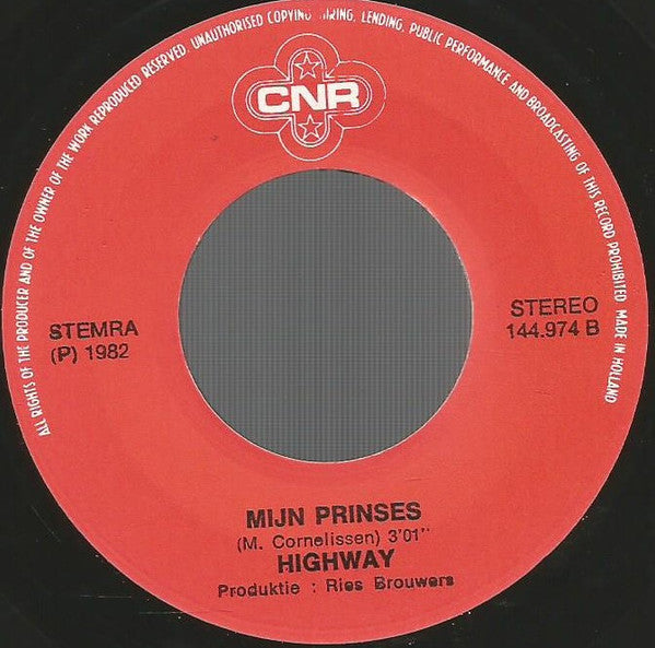 Highway (3) : Kiddy Kiddy, Kiss Me / Mijn Prinses (7",45 RPM,Single,Stereo)