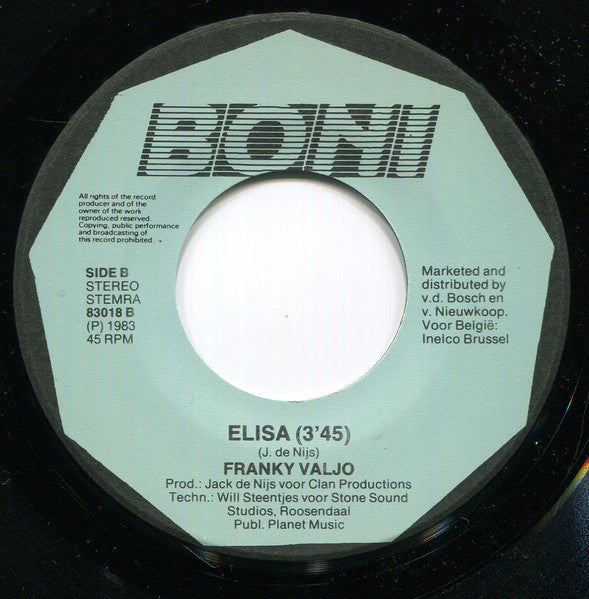 Frankie Valjo : Sheila (7",45 RPM,Single,Stereo)