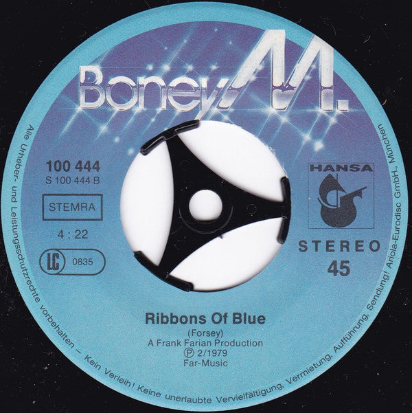 Boney M. : Hooray! Hooray! It's A Holi-Holiday (7",45 RPM,Single,Repress,Stereo)