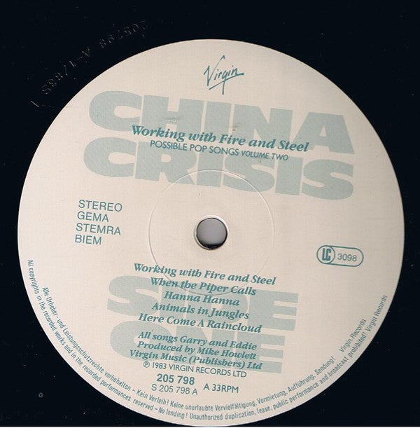 China Crisis : Working With Fire And Steel (Possible Pop Songs Volume Two) (LP,Album)