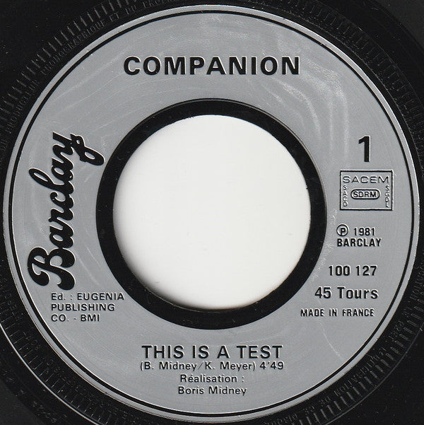 Companion (2) : This Is A Test (7",Single,45 RPM)